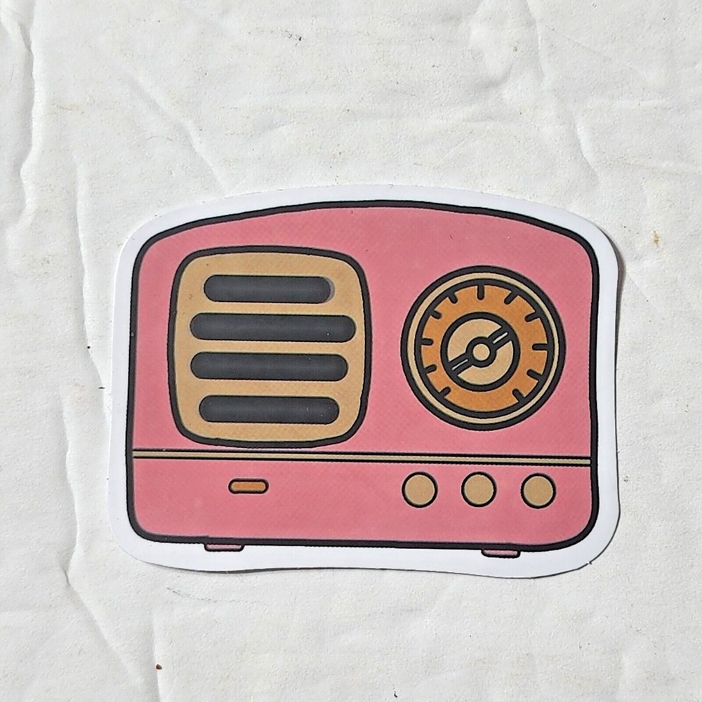 Pink Old Fashion Retro Radio Sticker Vintage Style Decal 2x1.5 Inch